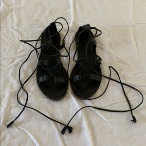 Madewell boardwalk lace up sandals black